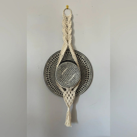 Boho Hat  Hanger Macrame Natural Handcrafted Wall Hanging One Size - Picture 13 of 13